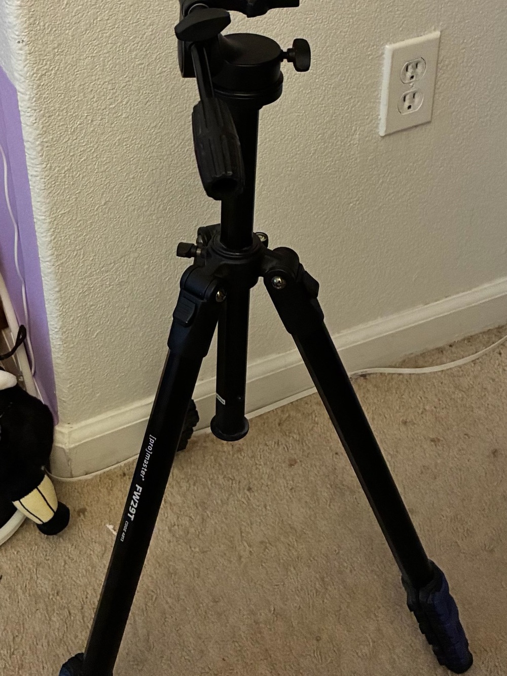 Black Camera Tripod with 3-Way Pan Head
